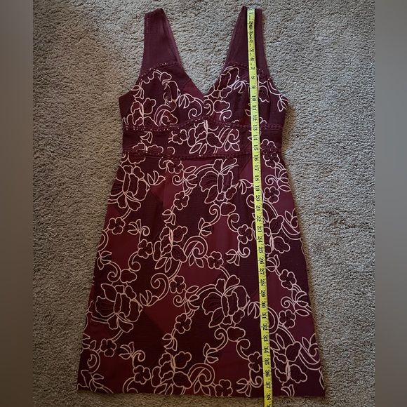 Anthropologie Moulinette Soeurs Ariana Lace Embroidered Sheath Dress in Burgundy - Picture 10 of 11